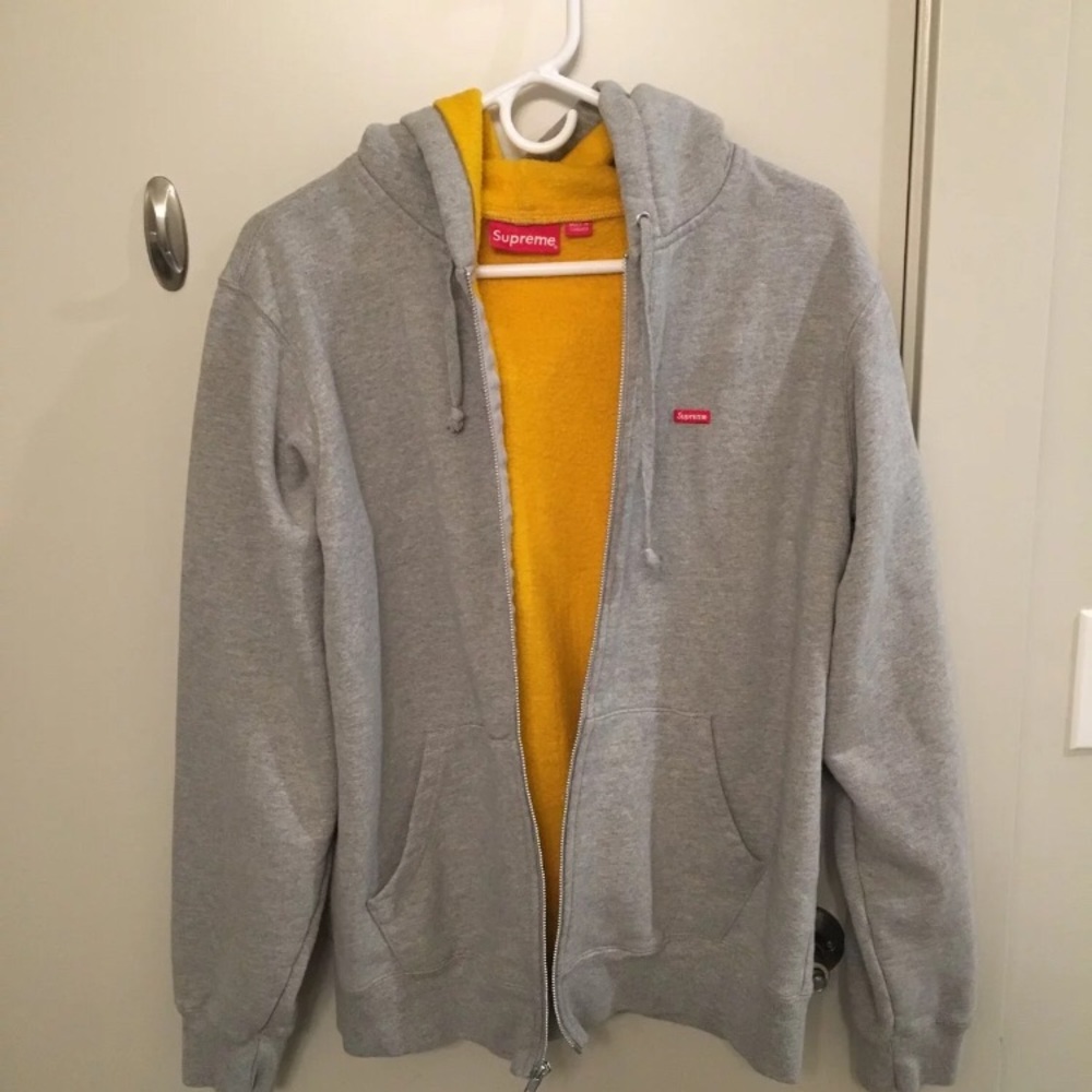 Supreme Hoodie Contrast Zip Up Grey